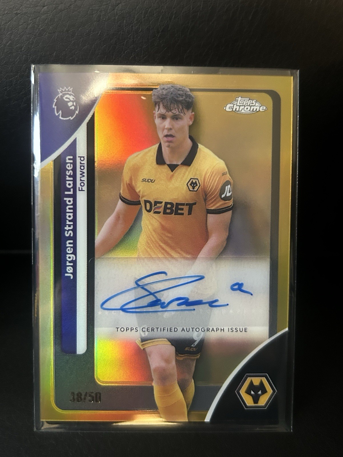 Topps Chrome 2025/26 Jorgen Strand Larsen Wolves Auto /50 - Gold Parallel for sale on Ebay