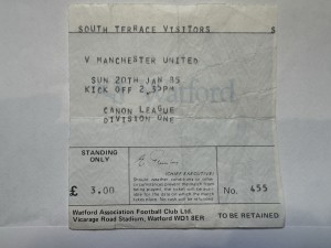 Watford v Manchester United ticket stub league 1985 for sale on Ebay