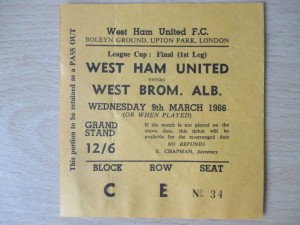 West Ham United v West Bromwich Albion WBA 1966 League Cup Final 1965/66 ticket for sale on Ebay
