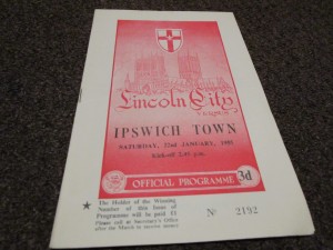 LINCOLN CITY  v  IPSWICH TOWN  1954/5  JANUARY 22nd for sale on Ebay