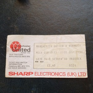 Ticket 1984/85 Manchester Man Utd United v Burnley (Milk Cup 2nd Rnd 1st Leg) for sale on Ebay