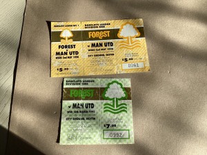 2 x ticket stubsNottingham Forest v Manchester United 1990 and 1992 for sale on Ebay