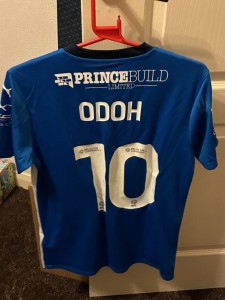 Peterborough United Abraham Odoh Match Worn Signed Home Shirt 2024/25 Vs Wrexham for sale on Ebay