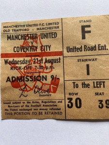 Manchester United V Coventry City 21/08/1969 Match Ticket Very Rare for sale on Ebay