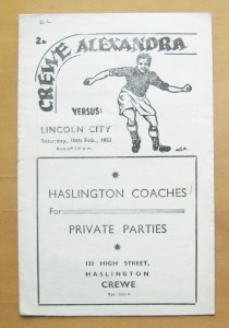 CREWE ALEXANDRA v LINCOLN CITY 1950/1951 *VG Condition Football Programme* for sale on Ebay