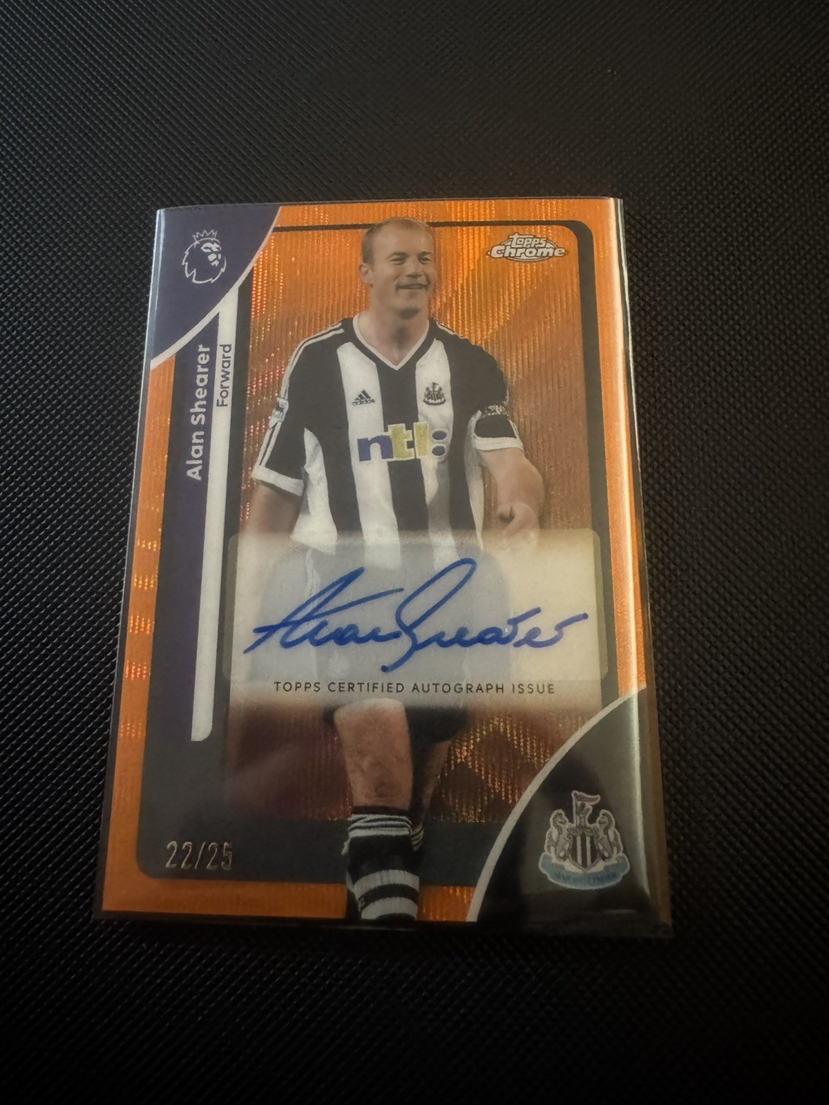Alan Shearer Auto Orange /25 Newcastle United Topps PL Chrome 25/26 for sale on Ebay
