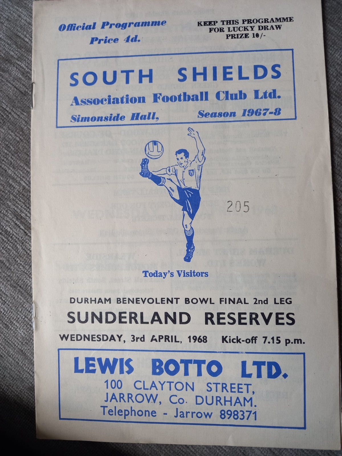 67-68 Durham Bowl final South Shields v Sunderland 2nd leg for sale on Ebay