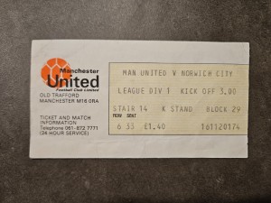 RARE TICKET: Manchester Man United - Norwich City 1977/1978 for sale on Ebay