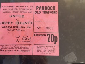 Man United V Derby County 1976 ticket for sale on Ebay