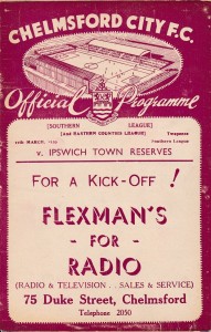 CHELMSFORD CITY v Ipswich Town Reserves (Southern League) 1938/1939 - PRE-WAR for sale on Ebay