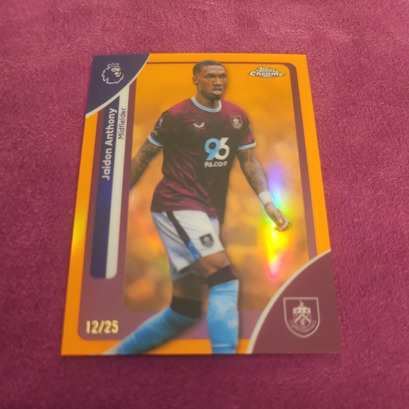 Topps Chrome Premier League 2026 Jaidon Anthony /25 Orange Refractor Burnley FC  for sale on Ebay