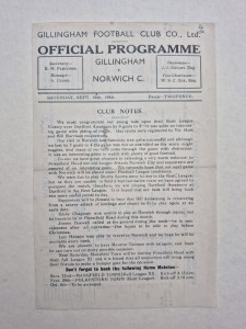 1945-46 Gillingham V Norwich City - September 16th 1945 - Friendly Match for sale on Ebay