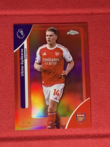 2025-26 Topps Chrome Premier League Viktor Gyokeres Red /5 Arsenal for sale on Ebay