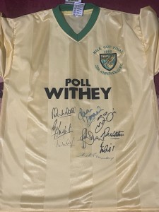 Norwich City 1985 Squad Signed Milk Cup Ltd Edition Home Shirt  wCOA for sale on Ebay