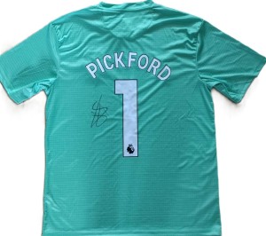 Hand Signed Jordan Pickford Name & Number 1 Everton 2025/26 Goalkeeper Shirt (2) for sale on Ebay