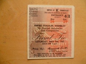 Tottenham Hotspur v Burnley 1962 Cup Final original ticket for sale on Ebay