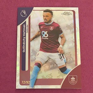 Topps Chrome Premier League 2026 Quilindschy Hartman 72/92 LogoFractor Burnley  for sale on Ebay