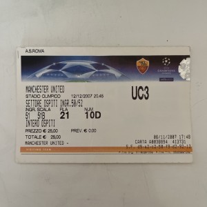 Roma V Manchester United Away Used Ticket Stub Champions League 12/12/2007 for sale on Ebay