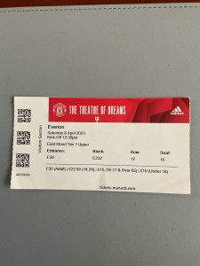 Manchester United v Everton 2022/23 Ticket Stub for sale on Ebay