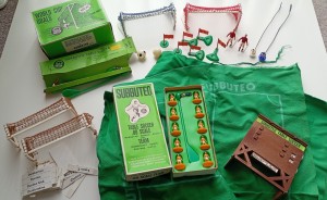 Subbuteo 1970s Job Lot: Pitch/Scoreboard/Goals/Flags/Goalkeepers/Team some boxed for sale on Ebay