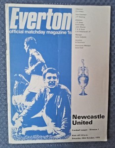EVERTON v NEWCASTLE UNITED  DIVISION ONE  24th OCTOBER 1970 includes post for sale on Ebay