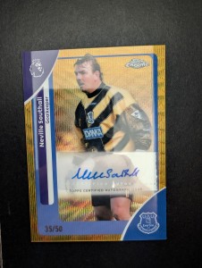 Neville Southall AUTO 35/50 - Legend - Everton Gold Wave Topps Chrome Prem  2026 for sale on Ebay