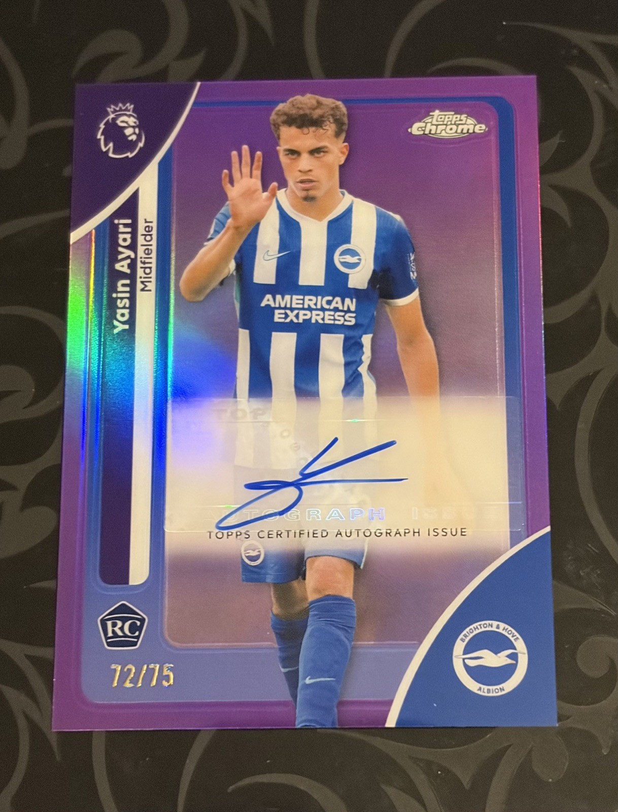 2026 Topps Chrome Premier League Brighton RC Yasin Ayari Auto Purple  /75 for sale on Ebay