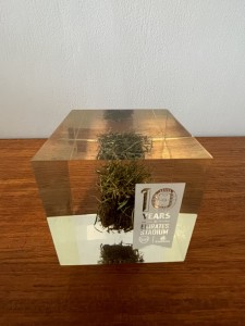 Vintage Arsenal Emirates Stadium grass turf paperweight - 10 Years Anniversary for sale on Ebay