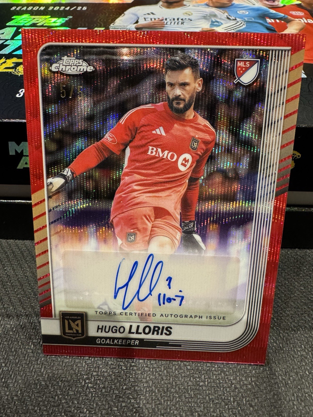 Hugo Lloris 5/5 Auto LAFC 2025 Topps Chrome MLS Red Wave Card Bookend Tottenham for sale on Ebay