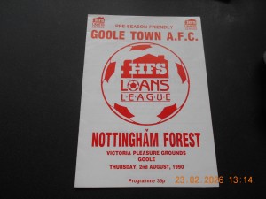 GOOLE TOWN v NOTTINGHAM FOREST   FRIENDLY   2/8/1990 for sale on Ebay