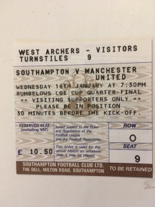 Southampton V Man United Rumbelows Cup ticket 1991 for sale on Ebay