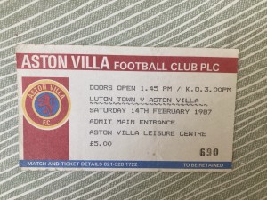Luton Town v Aston Villa - Div 1 - LIVE SCREENING TICKET - 1986/87 for sale on Ebay