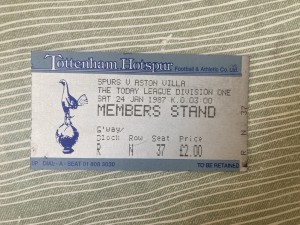 Tottenham Hotspur v Aston Villa - Div 1 - TICKET - 1986/87 for sale on Ebay