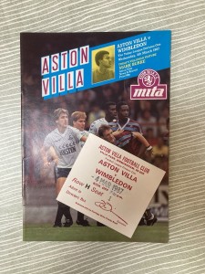 Aston Villa v Wimbledon - Div 1 - with TICKET - 1986/87 for sale on Ebay