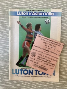 Luton Town v Aston Villa - Div 1 - with TICKET - 1986/87 for sale on Ebay