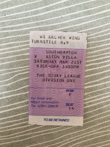 Southampton v Aston Villa - Div 1 - TICKET - 1986/87 for sale on Ebay