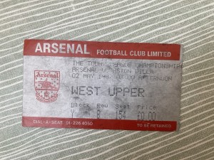 Arsenal v Aston Villa - Div 1 - TICKET - 1986/87 for sale on Ebay