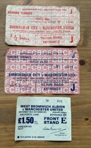 Manchester United away game ticket stubs played at Birmingham City & West Brom for sale on Ebay