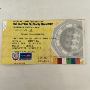 Charity Shield  2001 Manchester United v Liverpool Ticket Stub  for sale on Ebay