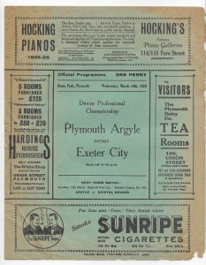 1926 Devon Professional Championship Final - PLYMOUTH ARGYLE v. EXETER CITY for sale on Ebay