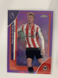 TOPPS PREMIER LEAGUE CHROME 2026 SEPP VAN DEN BERG BRENTFORD PURPLE 5/75. for sale on Ebay