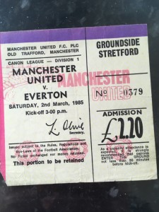 Man United V Everton 1985 ticket for sale on Ebay