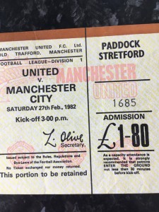 Man United V Man City 1982 ticket for sale on Ebay