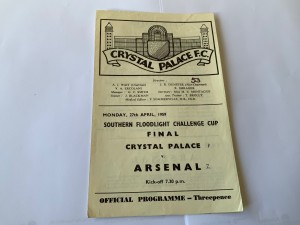 Crystal Palace V Arsenal Southern Floodlight Challenge Cup 1959-60 for sale on Ebay