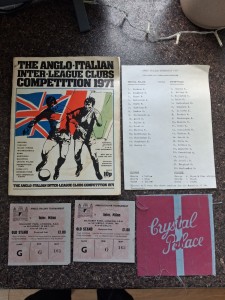 Crystal Palace Football Programe 1970 Anglo Italian Cup. With Tickets And Patch for sale on Ebay