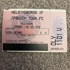 01/02 Helsingborgs vs Ipswich Town (Europa League) **Ticket** for sale on Ebay