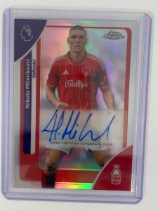 TOPPS PREMIER LEAGUE CHROME 2026 NIKOLA MILENKOVIC NOTTS FOREST AUTO BASE. for sale on Ebay