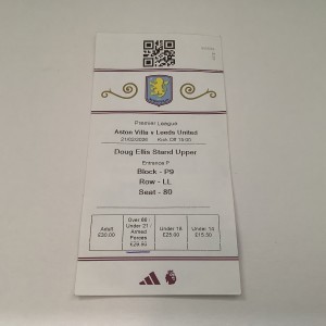 ASTON VILLA V LEEDS UNITED PREMIER LEAGUE MATCH TICKET 21/02/2026 for sale on Ebay
