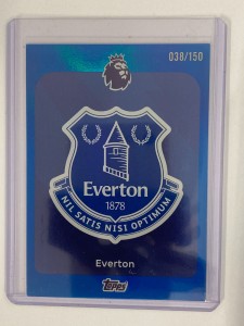 TOPPS PREMIER LEAGUE 2026 TEAM CREST EVERTON BLUE 38/150. for sale on Ebay