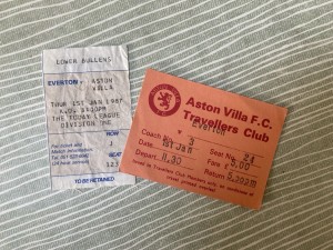 Everton v Aston Villa - Div 1 - TICKET & TRAVEL TICKET - 1986/87 for sale on Ebay